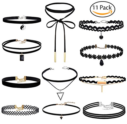 Black Choker Necklace Set 