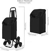 VOUNOT Folding Shopping Trolley 6 Wheels Stair Climbing 30L Black view 8