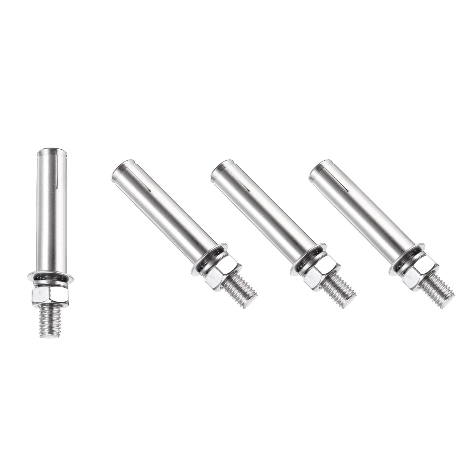 PATIKIL M10 x 80mm Expansion Bolts, 4Pcs 304 Stainless Steel Expansion Screw Bolts Sleeve Anchoring Fastener for Wall Concrete Brick Wall Drywall Air Conditioner, Silver