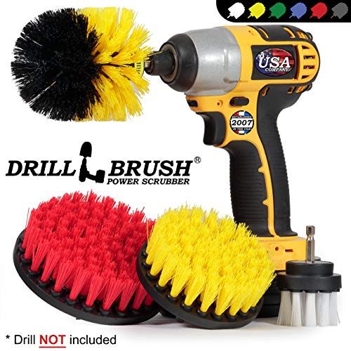 Drillbrush Drill Brush Scrub Brush Drill Attachment Kit - Drill Powered Cleaning Brush Attachments - Time Saving Cleaning Kit - Our Drill Brush Attachment kit is Great for Cleaning Tile and Grout
