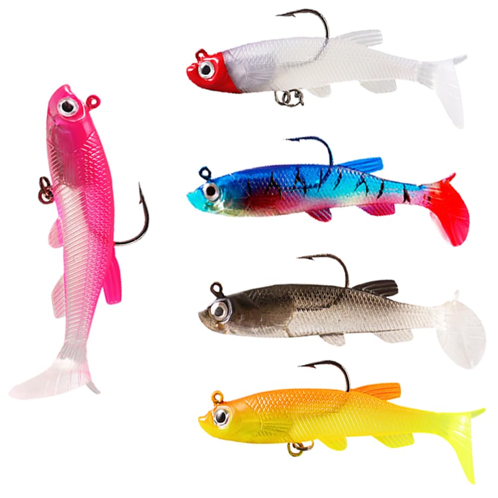 5 PCS Multicolour Pike Plastics Perch Lures - Fishing Accessories for Bass, Trout, Salmon & More