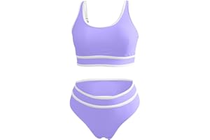 Cbcbtwo Swimsuit for Women 2024 High Waisted Bikini Sets Two Piece High Cut Bathing Suits Crop Tops with Shorts Swimwear