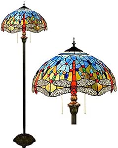 MISLD Lámpara De Pie De Lectura Estilo Tiffany con Cuentas De Cristal