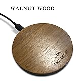 YOGEE Wireless Charger Walnut Wood Handcraft Wooden Base Qi Fast Charging Pad for Samsung Galaxy Note8 S8 S8 Plus S7 S7 Edge, Standard Charge for iPhone 8 8 Plus X and Qi Enabled Devices