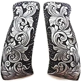 Aluminum Hand Engraved CZ 75b Grips Flower #02