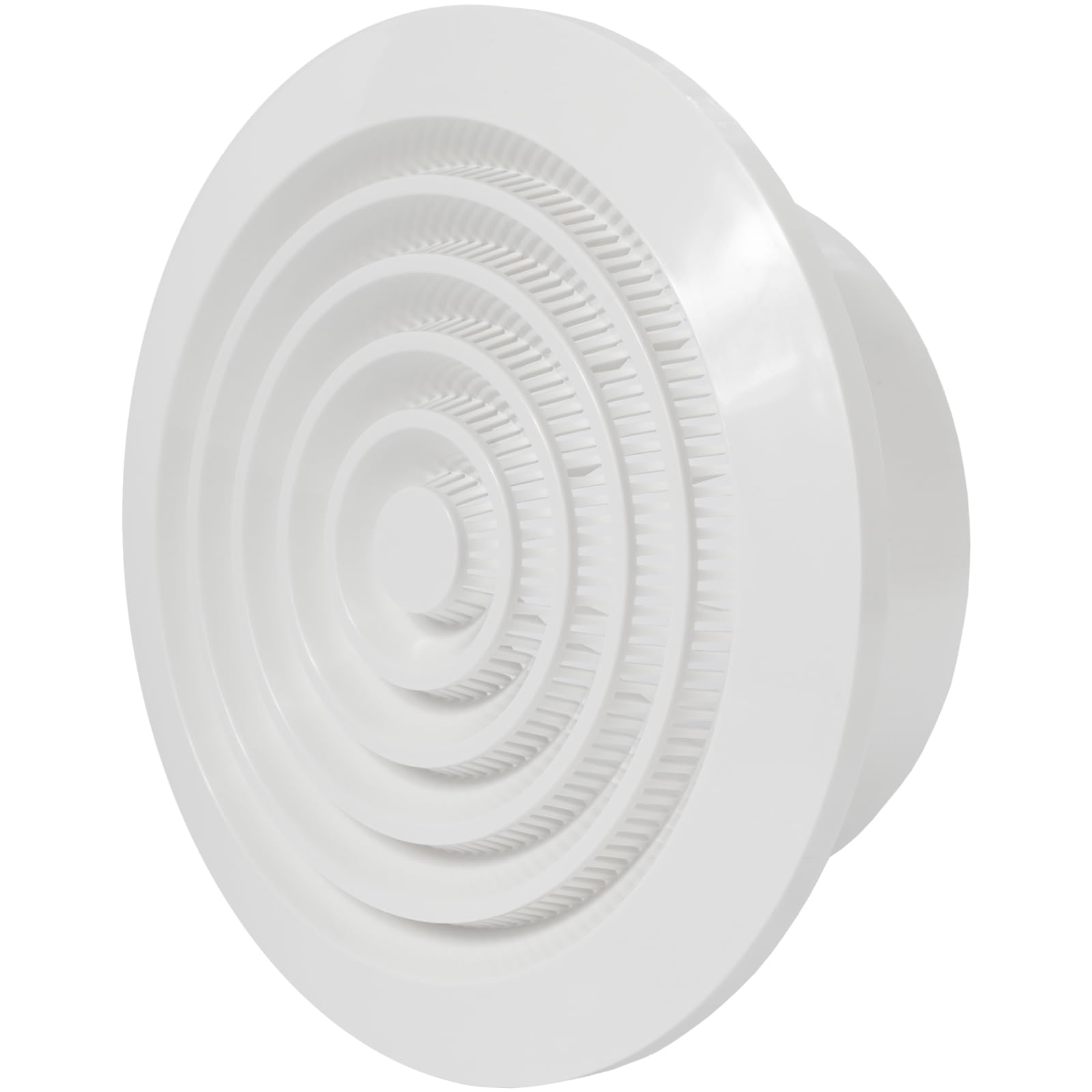 5'' Inch / 125 mm Vent Cover, White Plastic Ceiling Air Vent, Louvered Grille Intake Cover, Outdoor Indoor, Built-in Screen Mesh, Round Exhaust or Supply Soffit Grille for HVAC