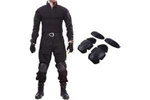 HAN·WILD Men's Military Uniform Tactical Suit Combat Shirts and Pants BDU Airsoft Paintball Clothing with Knee Pads