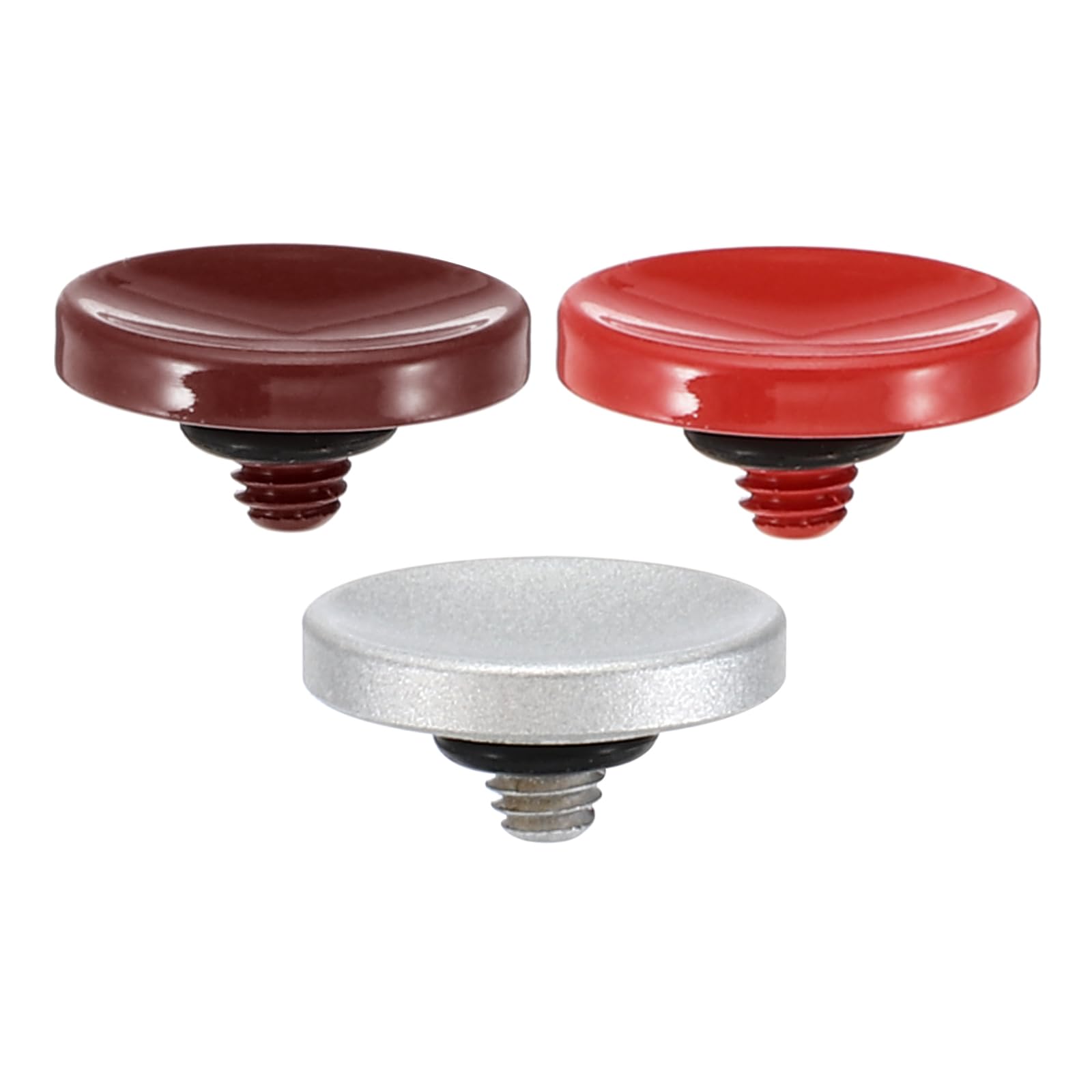 PATIKIL Camera Shutter Button, 3 Pack Soft Shutter Release Button Pure Copper Camera Button Concave Suitable for Nikon for Fujifilm for Leica DSLR/SLR Camera, Dark Red Silver Red