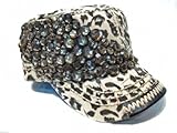 Ladies Beaded Olive & Pique Military Style Cap