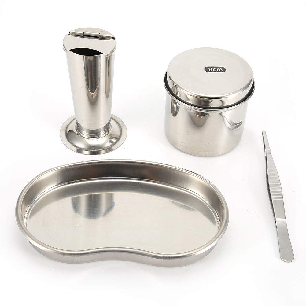 3 Types Tattoo Disinfection Kit Microblading Tool Sterilizer Stainless Steel Disinfection Disk Tank Barrel Tweezers Set Clean Sterilizers 4pcs(S)