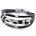 Casoty Jewelry Fashion Love Infinity Wristband Bangle Cuff Bracelet Leather Chain Silver Black