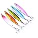 Aorace 10pcs 8.7cm/40g Saltwater Fishing Casting Metal Jig Shore and Boat Jigging Lure Bait Fishing Lures Hard Spoon Treble Hooks Tackle Salmon Bass