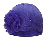 Tou Baby Girl's Winter Flower Hats Diamante Princesses Hats Crochet Caps 1-7t (3-7T, purple)
