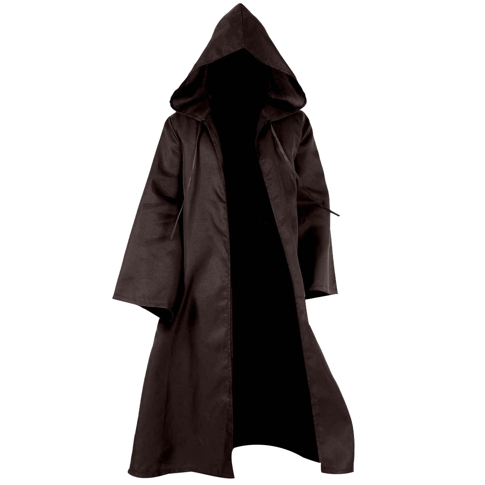AENEY Hooded Robe Cloak Adult Mens Jedi Robes Costume Uniform Wizards-Tunic Halloween Christmas Cosplay Robes Cloak Party Costume Hooded Uniform (Brown Cloak,XL)