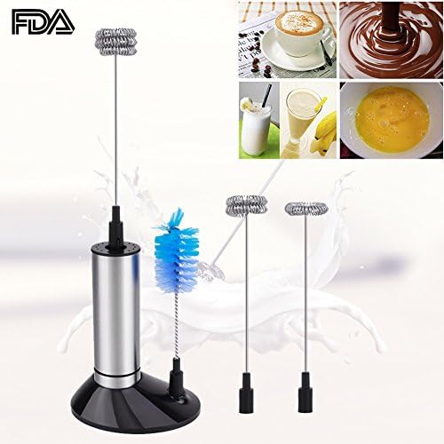 Clearance!Milk Frother Handheld Battery Operated Electric Foam Maker For Coffee, Latte, Cappuccino, Hot Chocolate, Drink Mixer With Stainless Steel Whisk,with 2 Extra Whisks