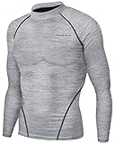 New Men Sports Apparel Long Sleeves Shirts Skin Tights Compression Base Under Layer Top (L, NT004 GRAY)