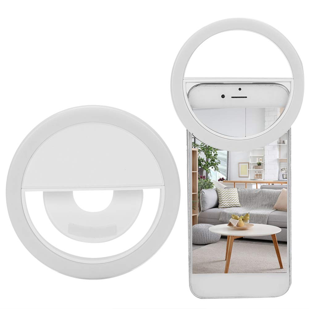 Clip-On Selfie Ring Light, Rechargeable Portable Clip on Selfie Fill Light with 36 LED, 3 Brightness Levels, for Smart Phone Photography, Camera Video, Girl Makes up