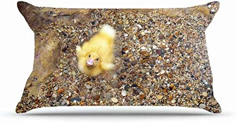 Hubery King Size 20X36 PillowCase Inches Cotton Pillowcases Decorative Pillow Cover with Hidden Zipper Decor Cushion Covers - Animals stones pebble water yellow Duckling down beak bird For Bedding Ro