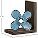 Amazon Brand – Stone & Beam Vintage Iron Windmill Decor Bookends - Set of 2, 6.25 Inch, Blue and Dark Wood