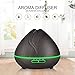 KBAYBO 400ml Humidifier Aroma Essential Oil Diffuser Ultrasonic Air with Wood Grain 7 Color Changing LED Lights for Office Home Bedroom (Dark Wood) (Dark Wood)