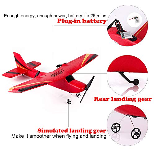 Gbell RC Glider Airplane for Kids Adults - 350mm Wingspan EPP Micro 2.4G 2CH Gyro RTF Remote Control Helicopter Plane Glider Toys Xmas Birthday Gifts for Boys Girls 8 + Year Old & Adults (Red)