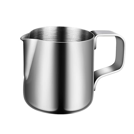 BESTOMZ Milchkännchen, Milk Pitcher 150ml Milchkanne aus Edelstahl, Milch Aufschäumen für Cappuccino und Latté, Silber