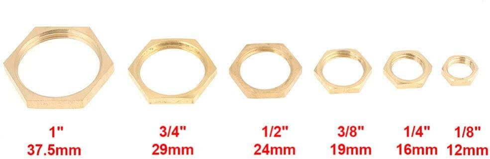 Nuts 40pcs Pipe Fitting Lock Nut G1 8 G1 4 G3 8 G1 2 G3 4 G1 Thread Pipe Fitting Brass Hex Lock Nuts Thin Nut