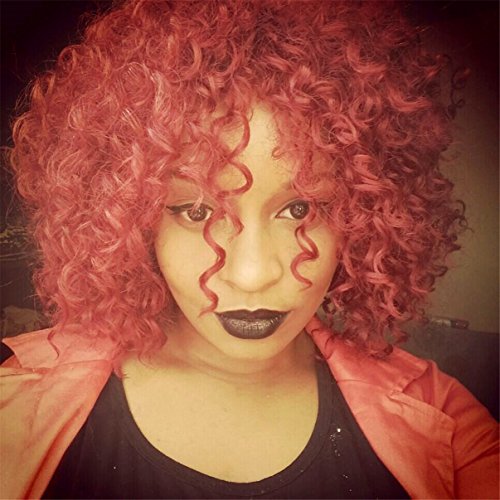 ATOZWIG Cut Hair Style Synthetic Burgundy Red Curly Wig Afro Kinky Curly Wigs For Black Women Perruque Cosplay Wig - Image 2
