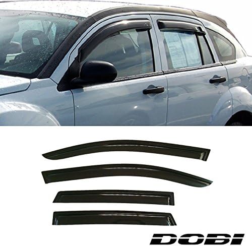 VioletLisa 4pcs Smoke Tint Out-Channel Reinforced Acrylic Sun Rain Guard Vent Shade Window Visors for 07-12 Dodge Caliber