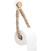 Typutomi Hemp Rope Towel Holder, Creative Retro Wall-Mounted Towel Rack Toilet Paper Roll Holder with Wood Hook Beach Themed 