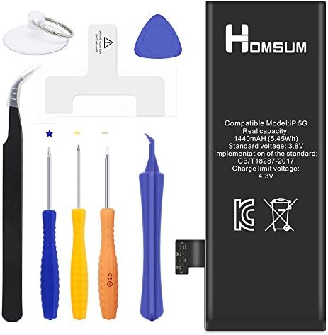 HOMSUM Battery Glue Adhesive Tape Stripe Replacement for iphone 5 with Complete Repair Tools Kit and Instructions [365 DAYS Warranty]