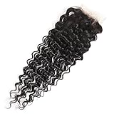 Longqi Brazilian Deep Wave 4X4 Free Part Lace Closure Unprocessed 100% Virgin Human Hair Extensions Natural Color