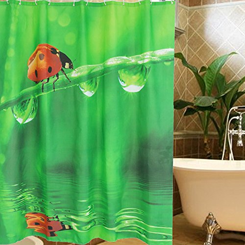 Ladybug Shower Curtains in Standard Size or Extra Long Styles