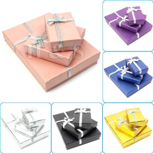 H&S® 12 x Luxury Jewellery Presentation Gift Boxes Packaging Packing Case (Pink, 12 x 16 x 3cm)