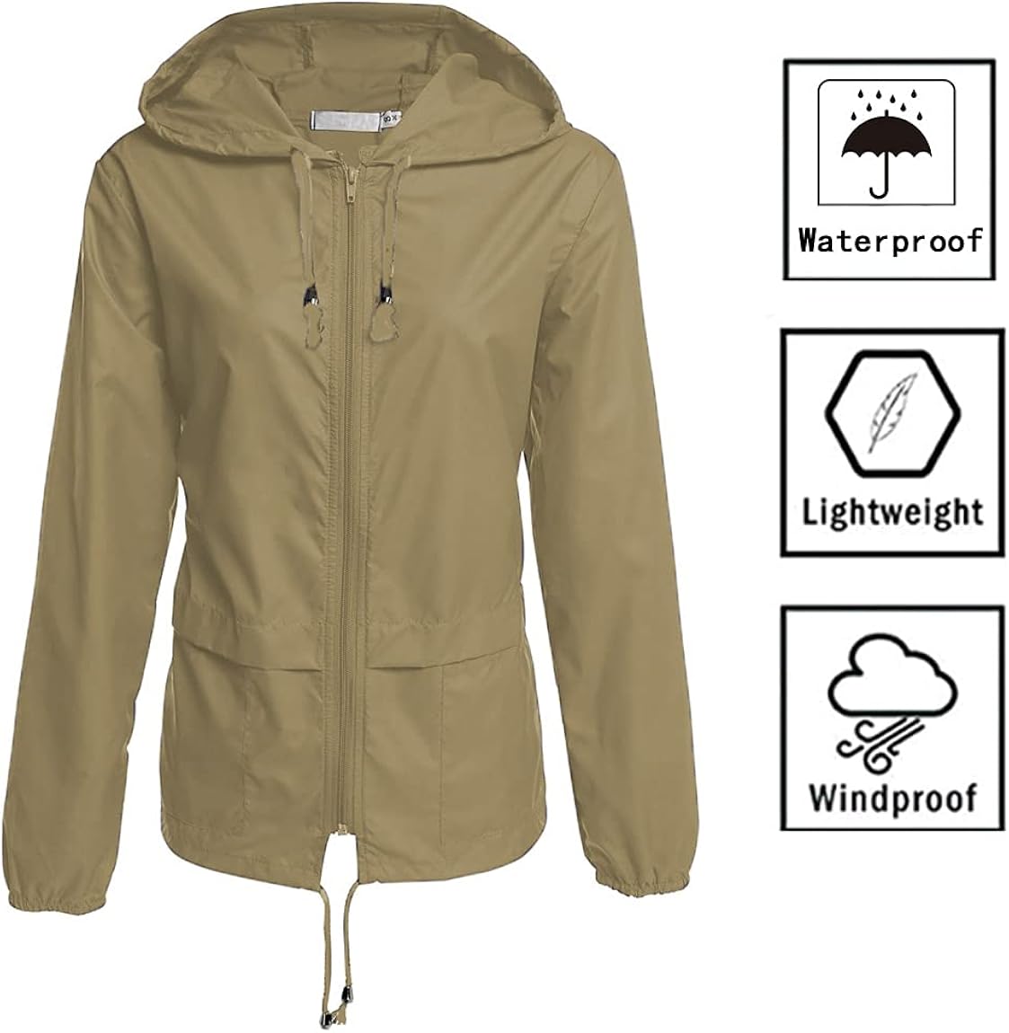 Hount Women's Lightweight Hooded Raincoat Waterproof Packable Active Outdoor Rain Jacket (S-3XL): Clothing