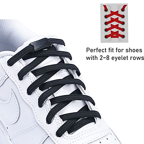 Booyckiy [2 Pairs No Tie Elastic Shoelaces for Kids, Adults and Elderly