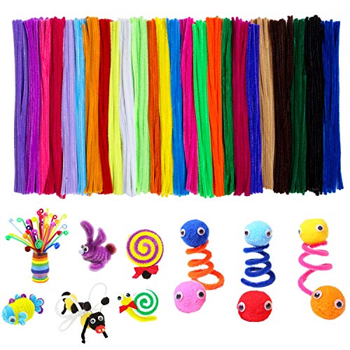 Acerich 500 Pcs Pipe Cleaners Colored Chenille Stems for DIY Art Crafts (6 mm x 12 Inch)