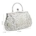 UBORSE Chichitop Beaded Sequin Design Flower Evening Purse Large Clutch Bag,Silver