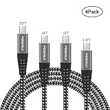 [4Pack] Micro USB Cable, POWRUI [3.3FT 6FT 6FT 10FT] Android Charger Cable, Nylon Braided Android Charger and Syncing Cord Charging for Samsung, Google, LG, and More Android Devices