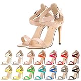 ZriEy Women's Ladies Thin High Heel 11cm Open Toe Cross Ankle Straps Sandals Summer Bridal Party Shoes