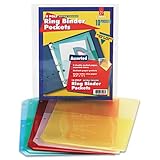 Cardinal Poly Ring Binder Pockets, 8-1/2 x 11, Assorted Colors, 5 Pockets/Pack