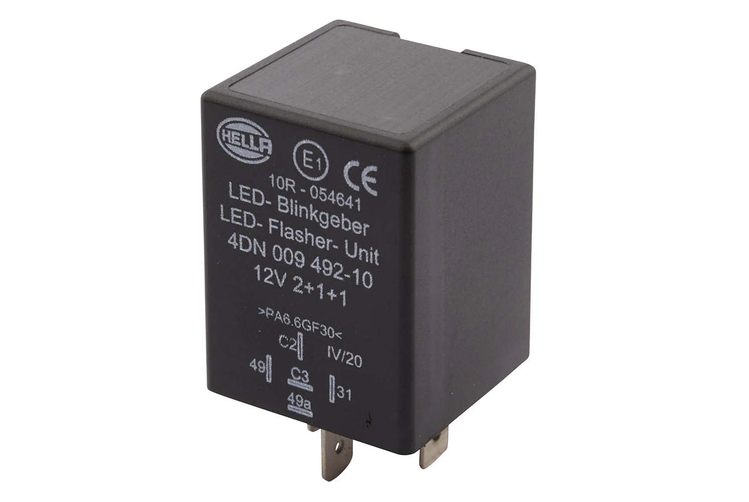 HELLA 4DN 009 492-101 Flasher Unit - 12V - 5-pin connector - Plugged - LED - with holder