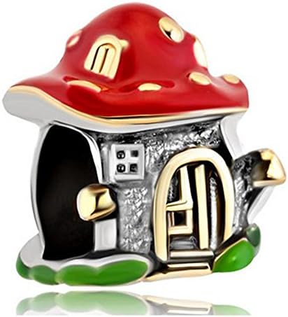 Charm Central Premium Mushroom House Charm for Charm Bracelets - Fits Most Charm Bracelets