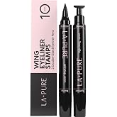 LA PURE Winged Eyeliner Stamp for Easy Cat Eye Makeup 2x, Black &ndash; 10mm | Waterproof Liquid Eyeliner &ndash; Fine Tipped Pen Eyeliner Stencil Smudge Proof Eye Liner Tiktok Trend Double-Sided Wing Stamp