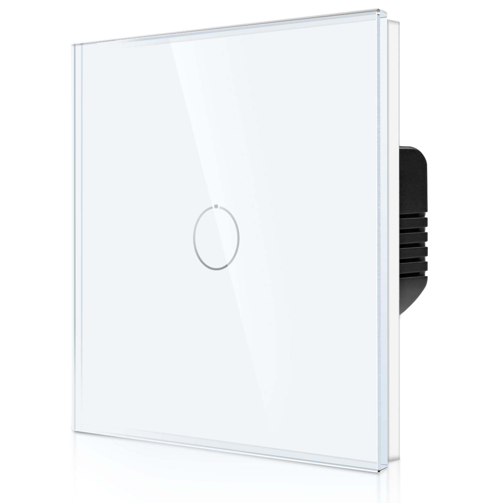 CNBINGO 2-Way Touch Light Switch - White Wall with Glass Panel and Status LED Backlight - No Neutral Wire Required - Only Pair with This 2-Way Series - 1 Gang