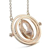 SunbriloStore Time Turner Necklace Hermione Wizardry Hourglass Necklace Time Turner Rotating Pendant in Exquisite Box(Golden)