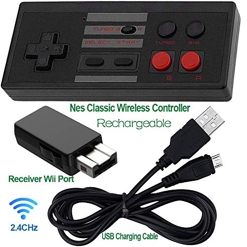 Rechargeable NES Classic Mini Wireless Controller -TURBO EDITION-Rapid Buttons Wii Edition for Nes Wii Gaming System with 2.4G Wireless Receiver