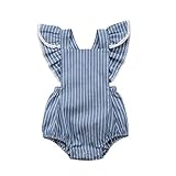 Summer Newborn Kids Baby Girls Cute Stripe Tassels Romper Bodysuit Jumpsuit Clothes Outfits (6-12 Months, Light Blue)