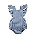 Summer Newborn Kids Baby Girls Cute Stripe Tassels Romper Bodysuit Jumpsuit Clothes Outfits (6-12 Months, Light Blue)