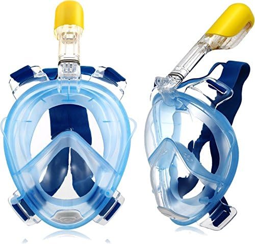 Defrosche Underwater Full Face Snorkel Mask 180° Panoramic View Anti-Fog Anti-Leak with Secure Fit and longer Snorkeling Tube for easy breathing GoPro Compatible Snorkelling Mask Large